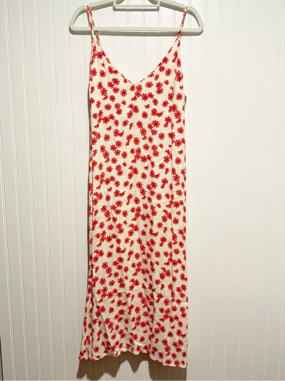 Reformation Alexandra Midi Dress Red Daisy Slip Dress Size 10 - Picture 2 of 6